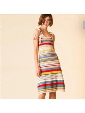 Veronica Beard Striped Tassel Detail Midi Dress